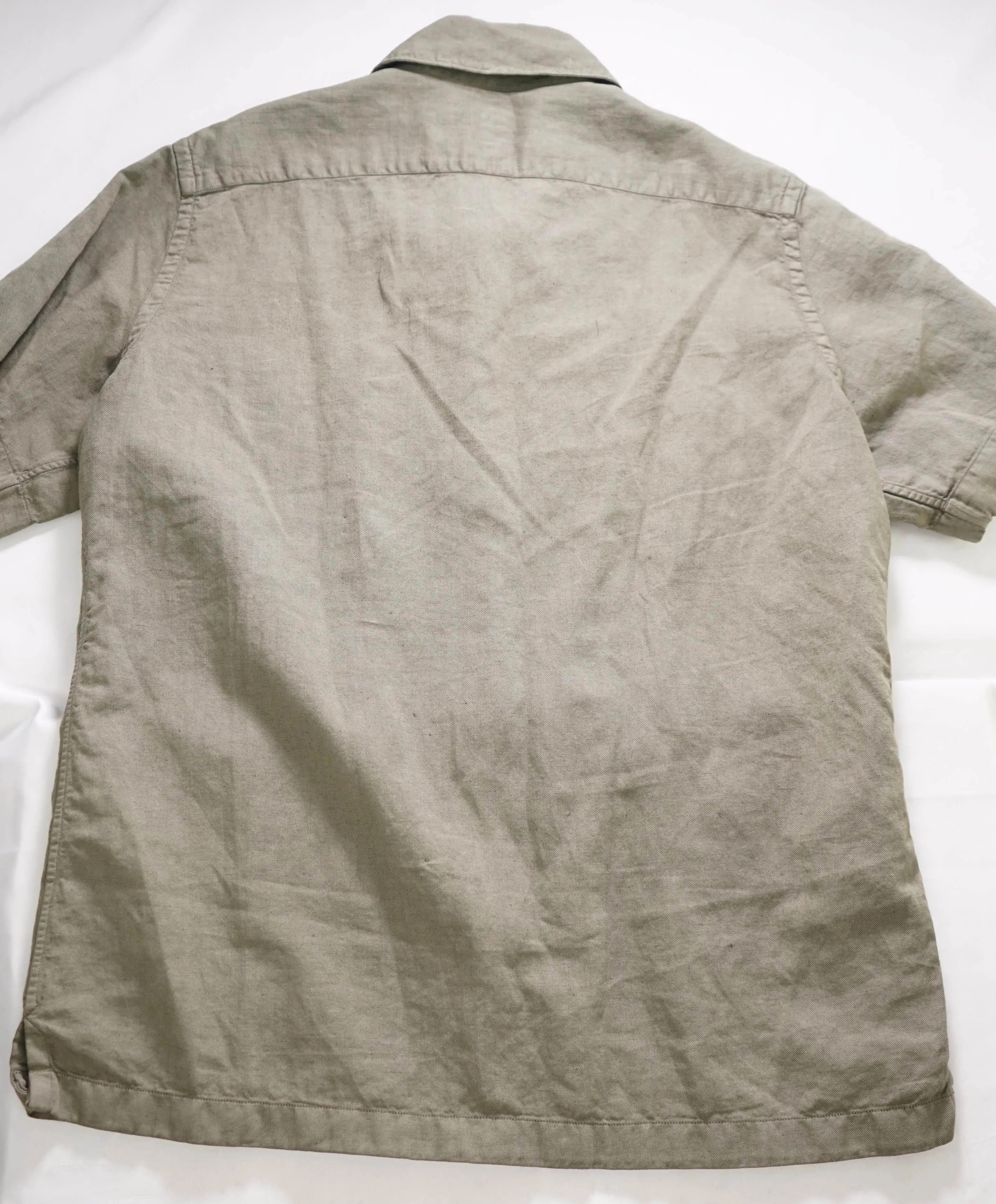 $495 ELEVENTY - *COTTON LINEN* Pleated Havana Camp Collar Resort Shirt - M
