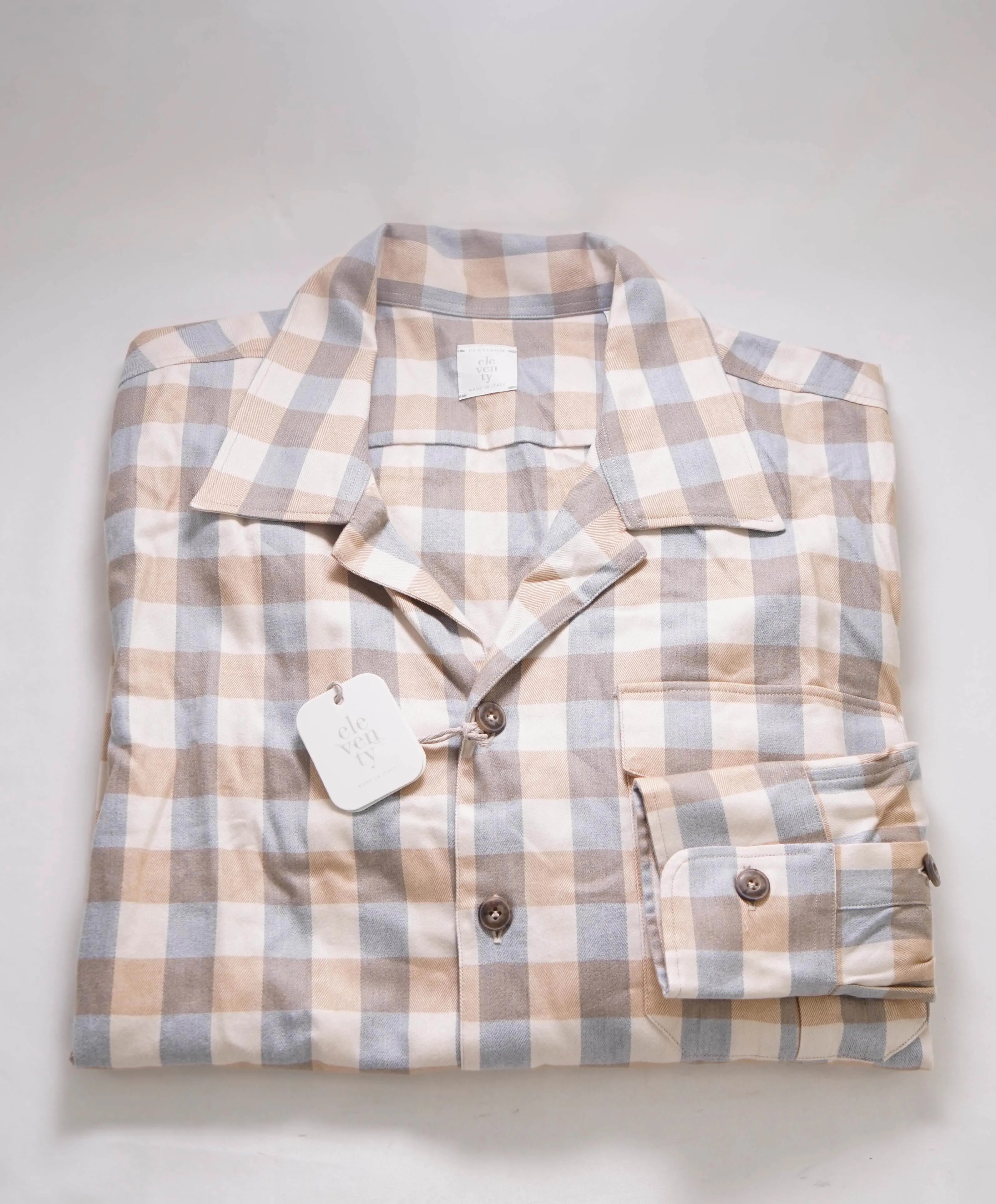 $595 ELEVENTY PLATINUM - Cotton Gray / Rust Shirt Jacket Coat - M