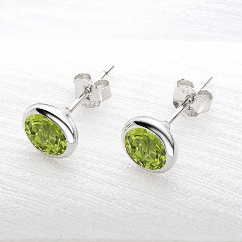 6mm Genuine Gmestone Peridot Stud Earrings