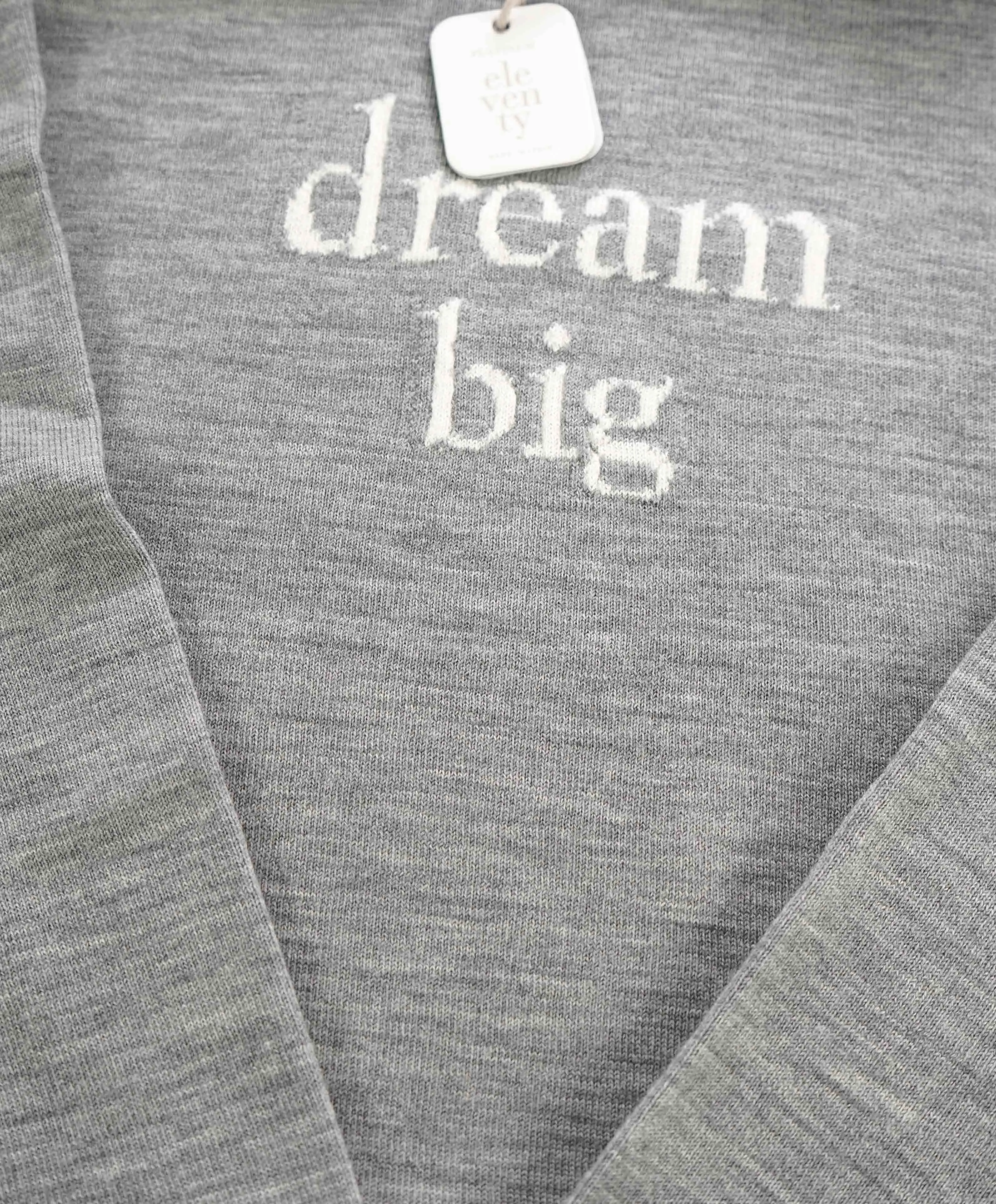 $995 ELEVENTY - Pure Wool DREAM BIG Gray Ribbed Sweater - M