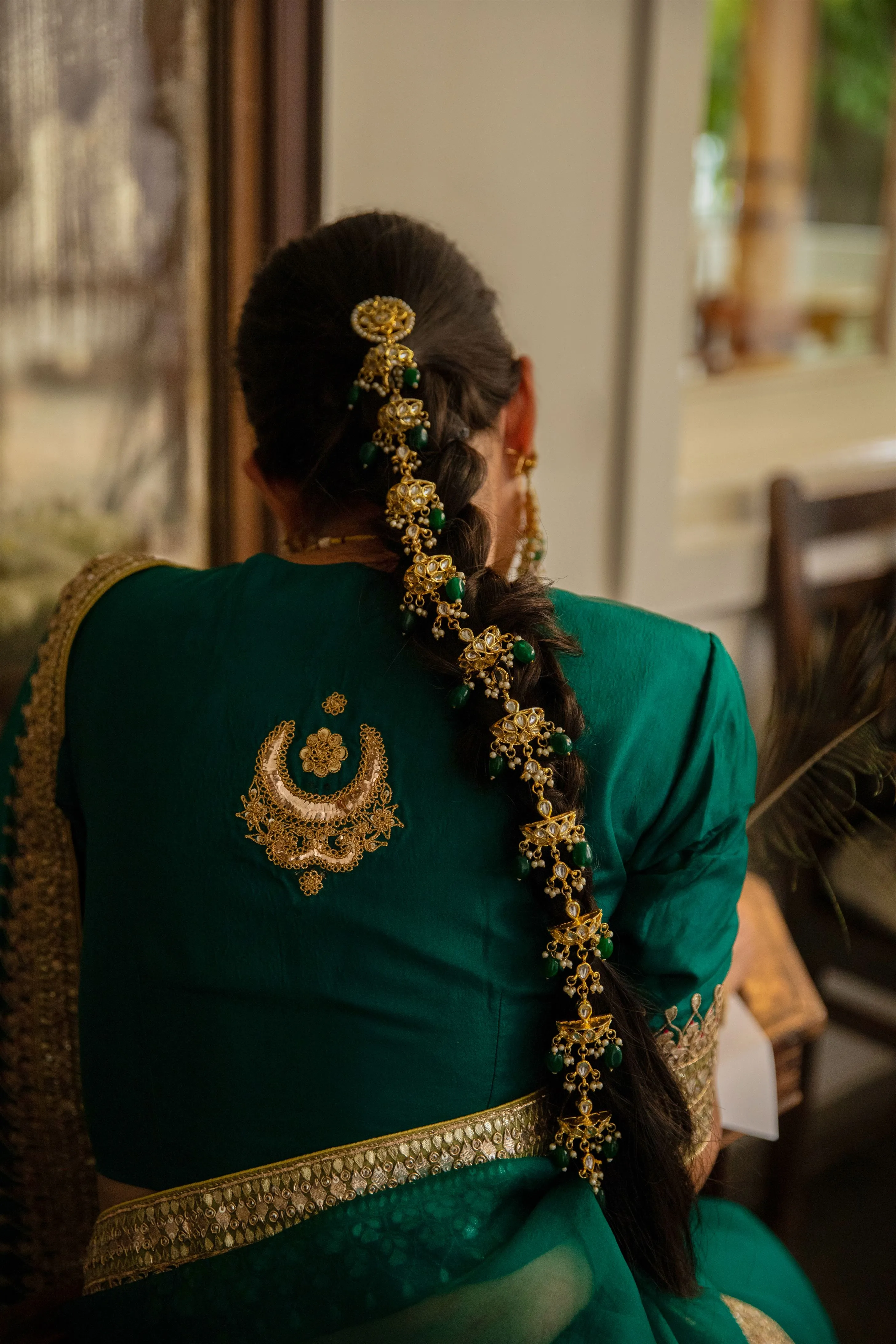 Aarti Sethia Studio    I   Emerald Green Hand Embroidered Gota Patti Bridal saree Set