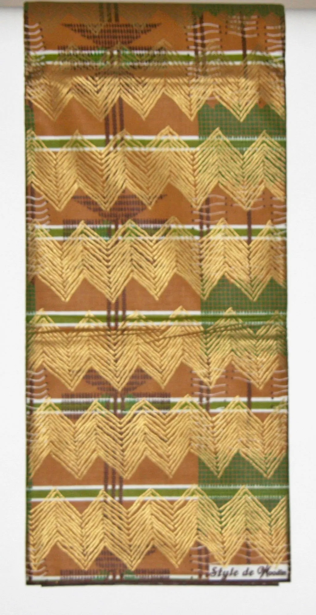 African Fabric 6 Yards Classic Couleurs de Woodin Geometric Waxed Gold