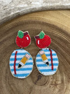 Apple of My Eye Beaded Teacher Earrings
