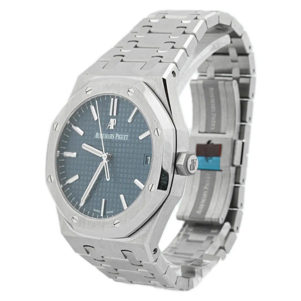Audemars Piguet Mens Royal Oak Stainless Steel 41mm Blue Stick Dial Watch Ref #: 15400ST.OO.1220ST.03