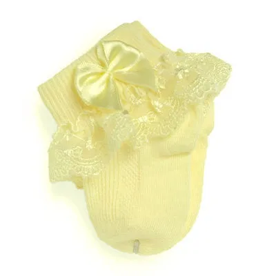 Baby Toddlers Lace Socks - Pack of 4, Color May Vary