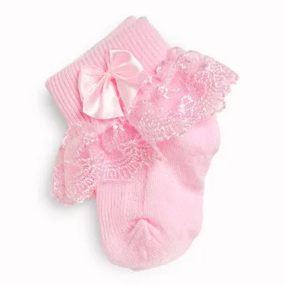 Baby Toddlers Lace Socks - Pack of 4, Color May Vary