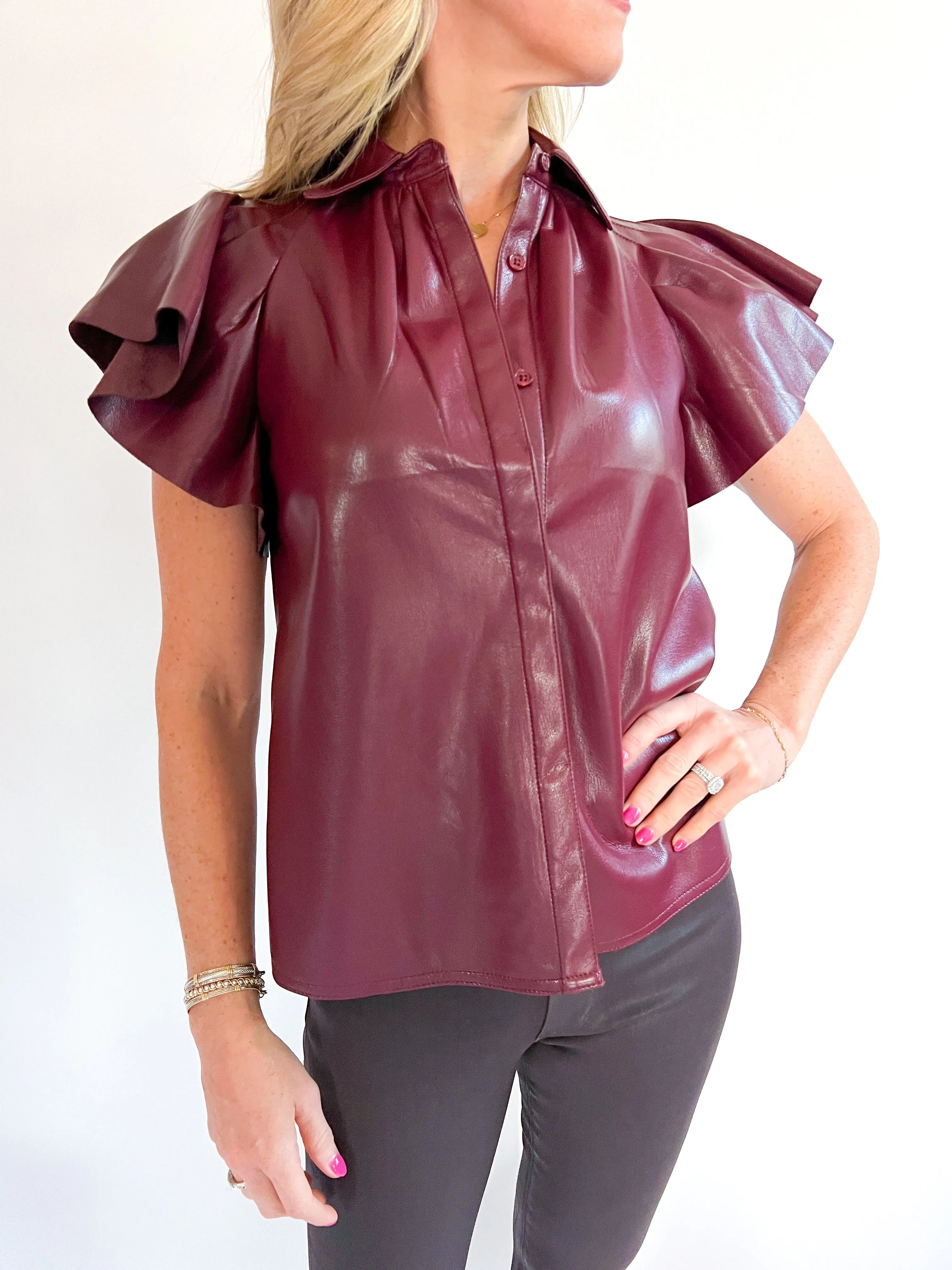 Badia Faux Leather Top