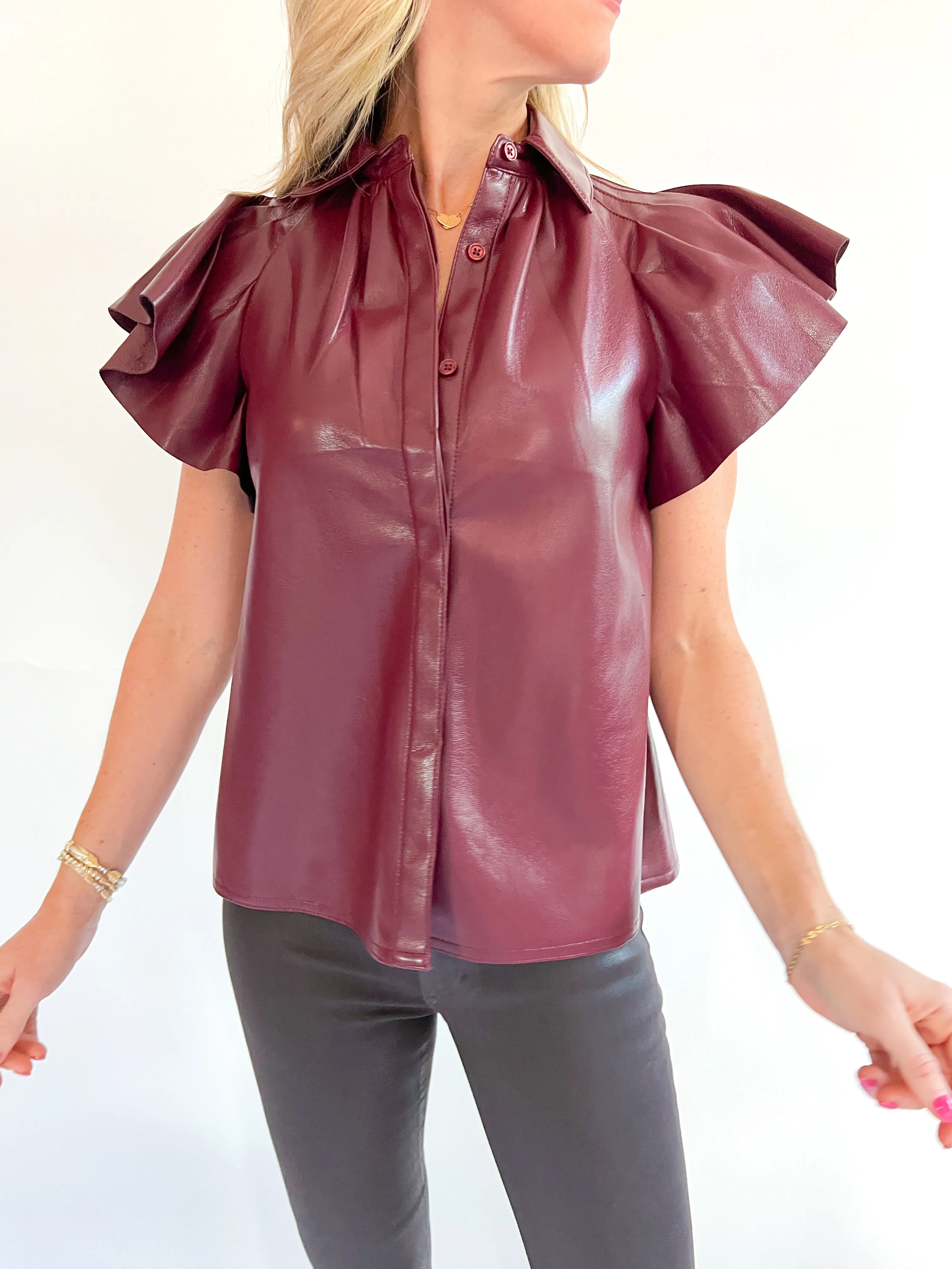 Badia Faux Leather Top