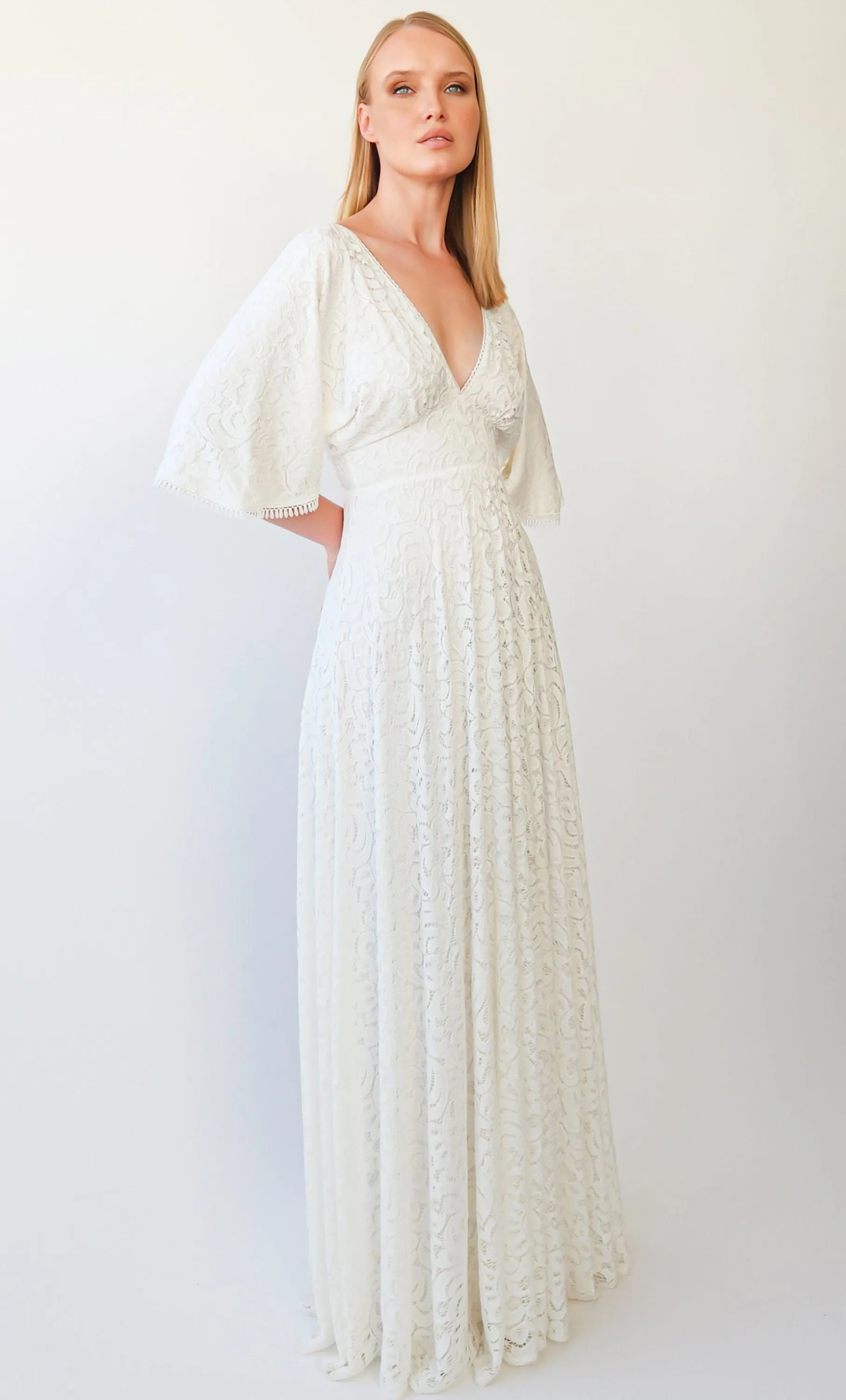 Bat Sleeves Pearly Dress #1382