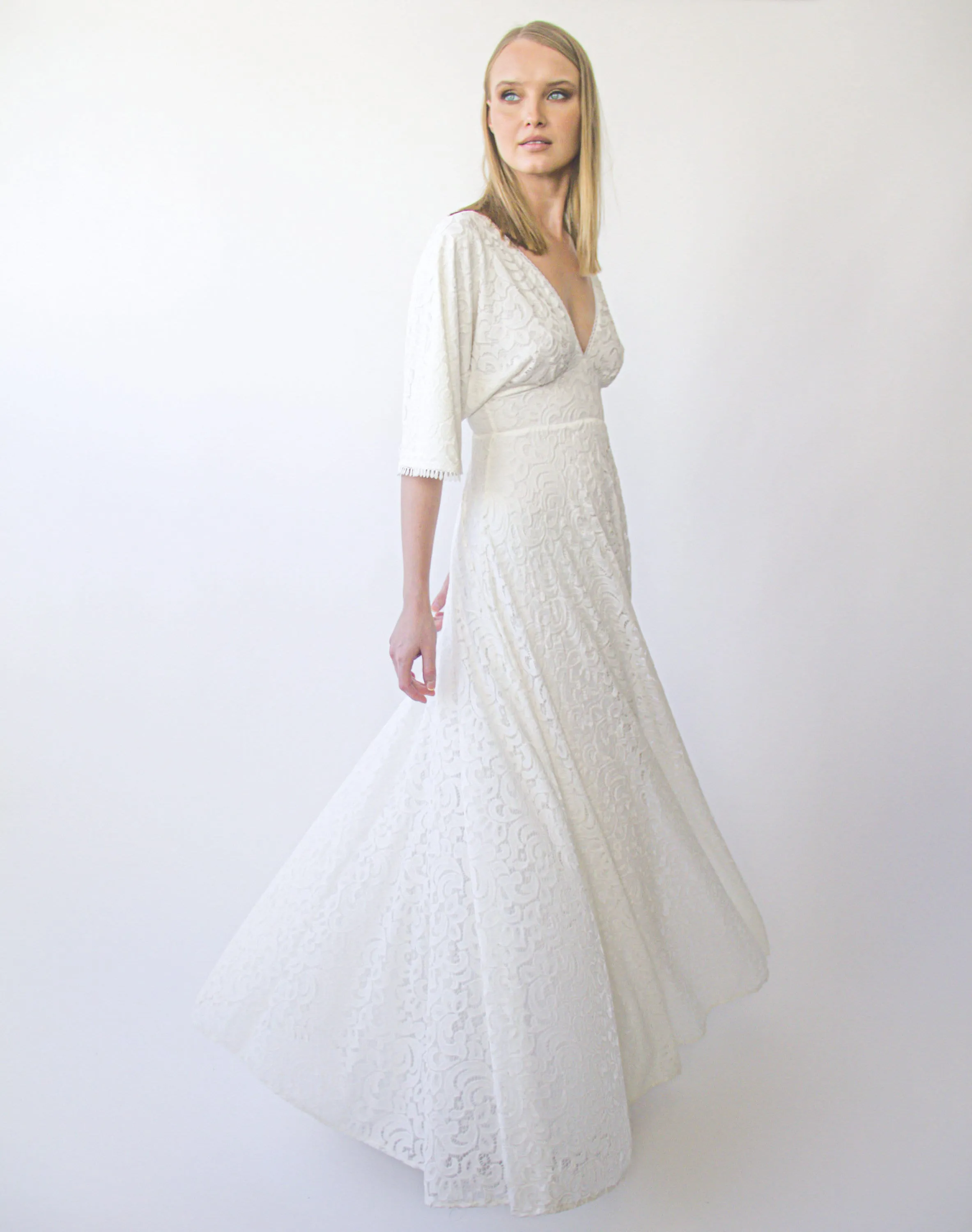 Bat Sleeves Pearly Dress #1382