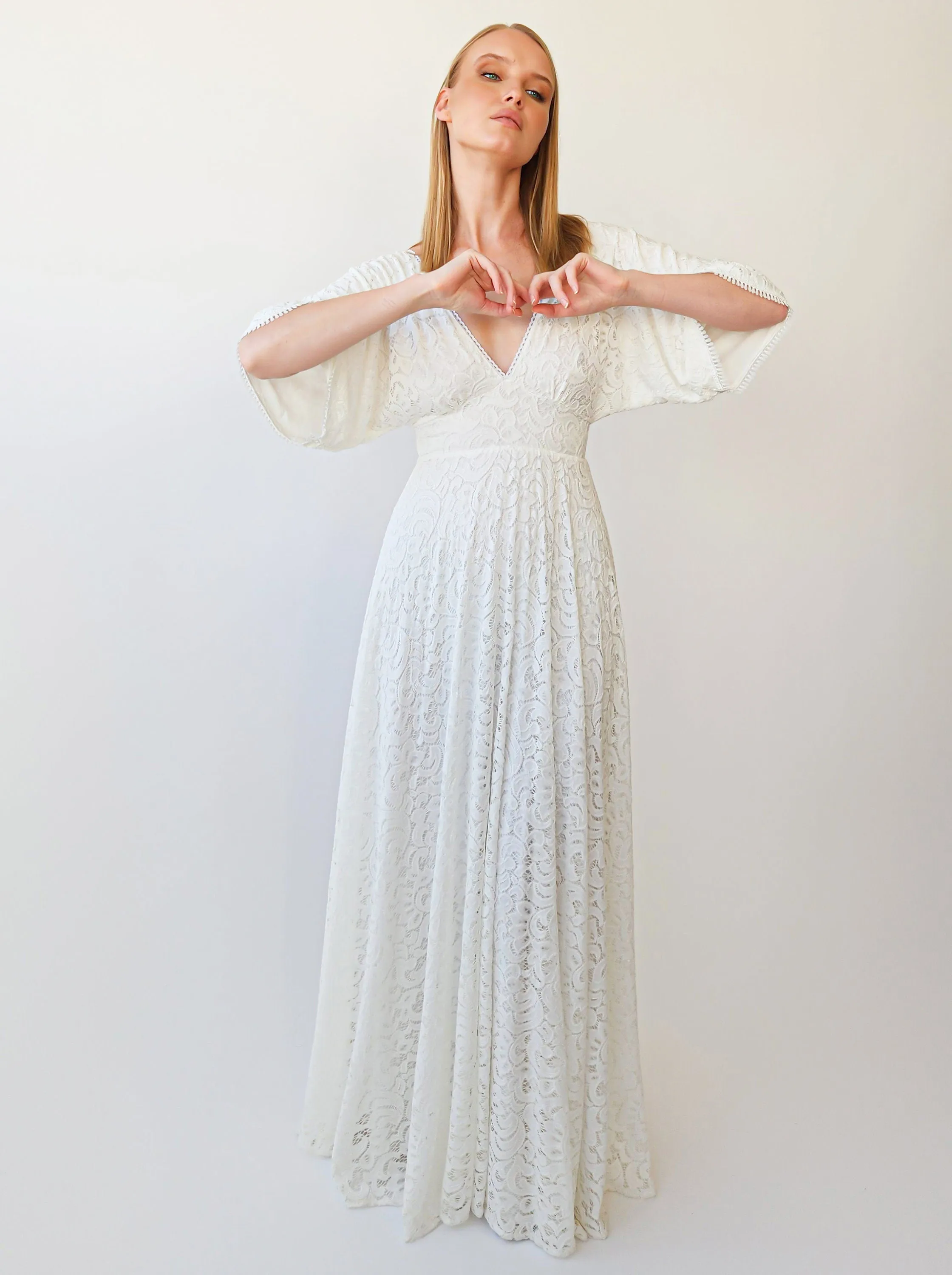 Bat Sleeves Pearly Dress #1382