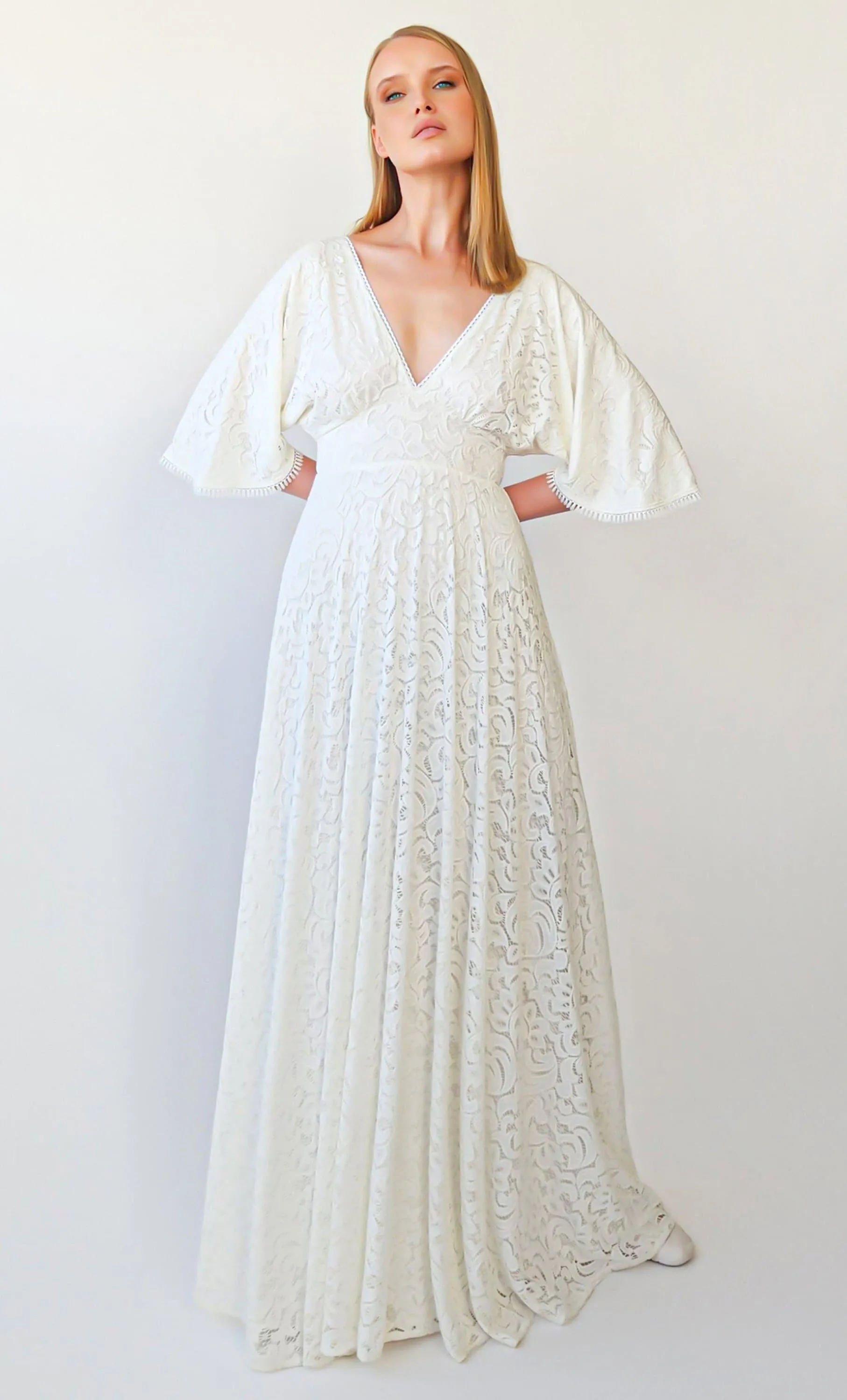 Bat Sleeves Pearly Dress #1382