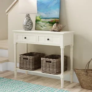 Beautiful Safavieh Samantha 2-Drawer Rectangular Distressed Cream Wood Console Table! Has minor damage on back corner from shipping! Retails $451 W/Tax!