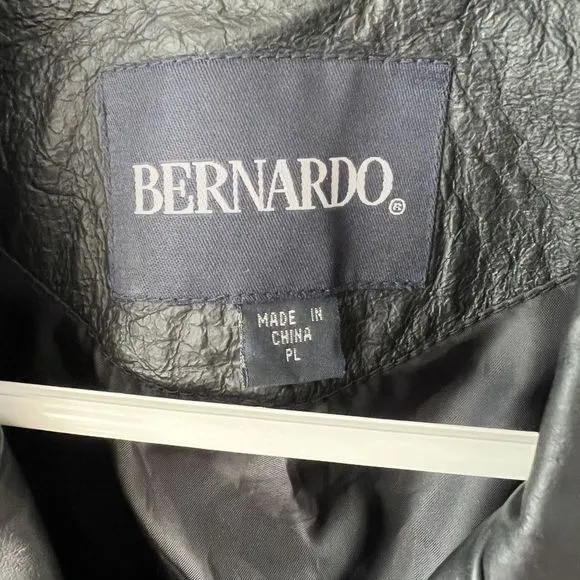 Bernardo Womens Black Leather Jacket Petite Large