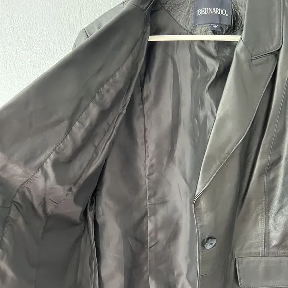 Bernardo Womens Black Leather Jacket Petite Large
