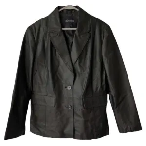 Bernardo Womens Black Leather Jacket Petite Large