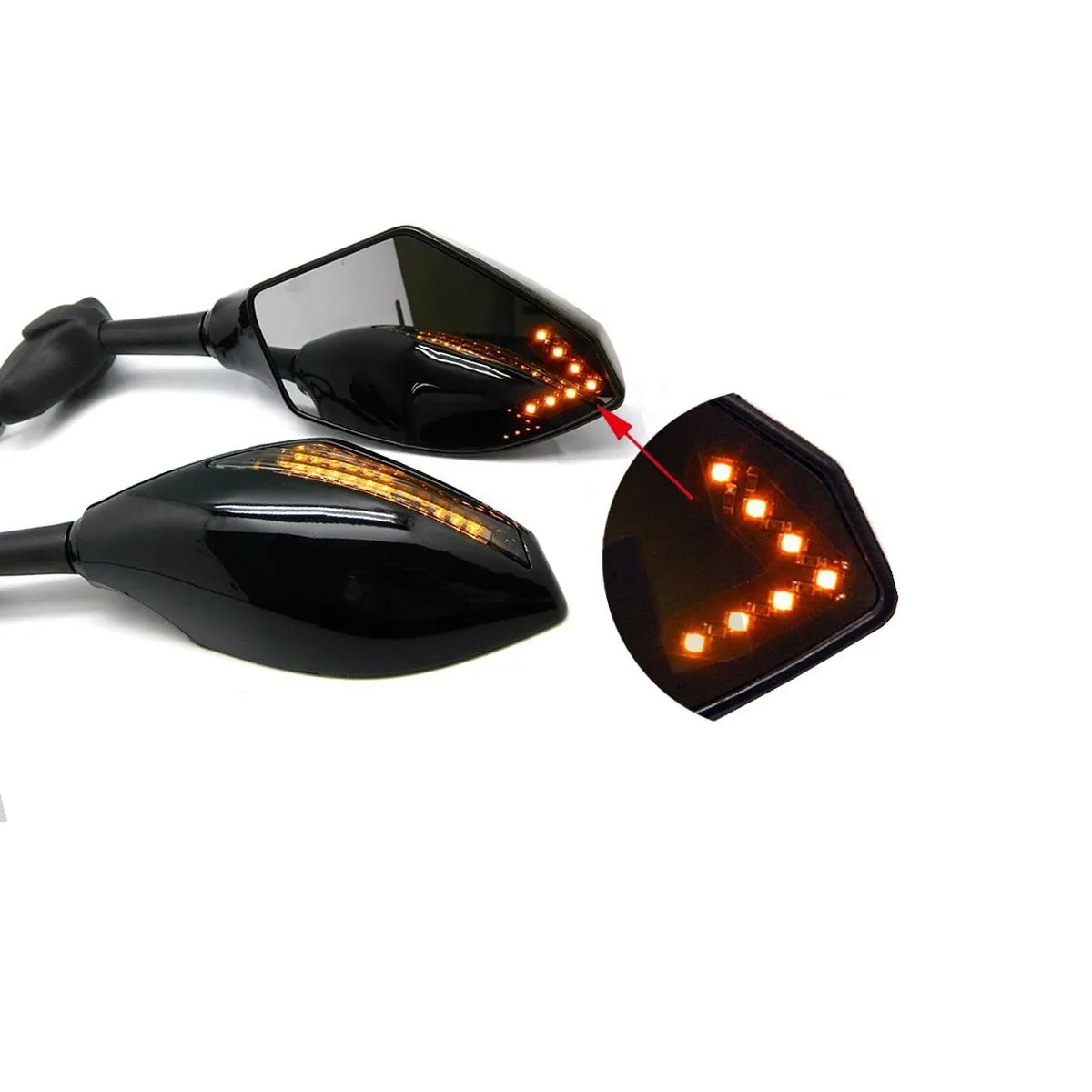 Bike Visor Mirror with Side led Indicator Carbon