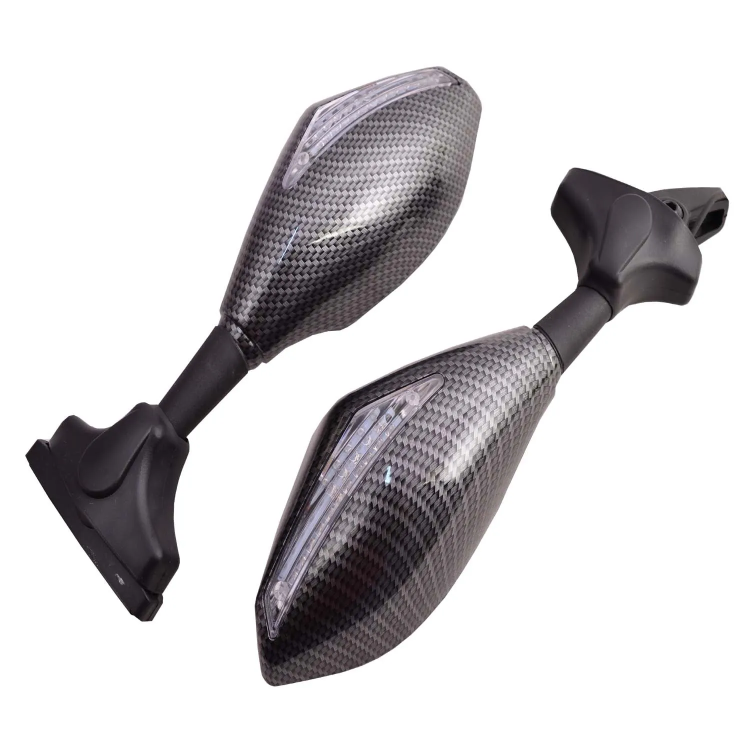 Bike Visor Mirror with Side led Indicator Carbon