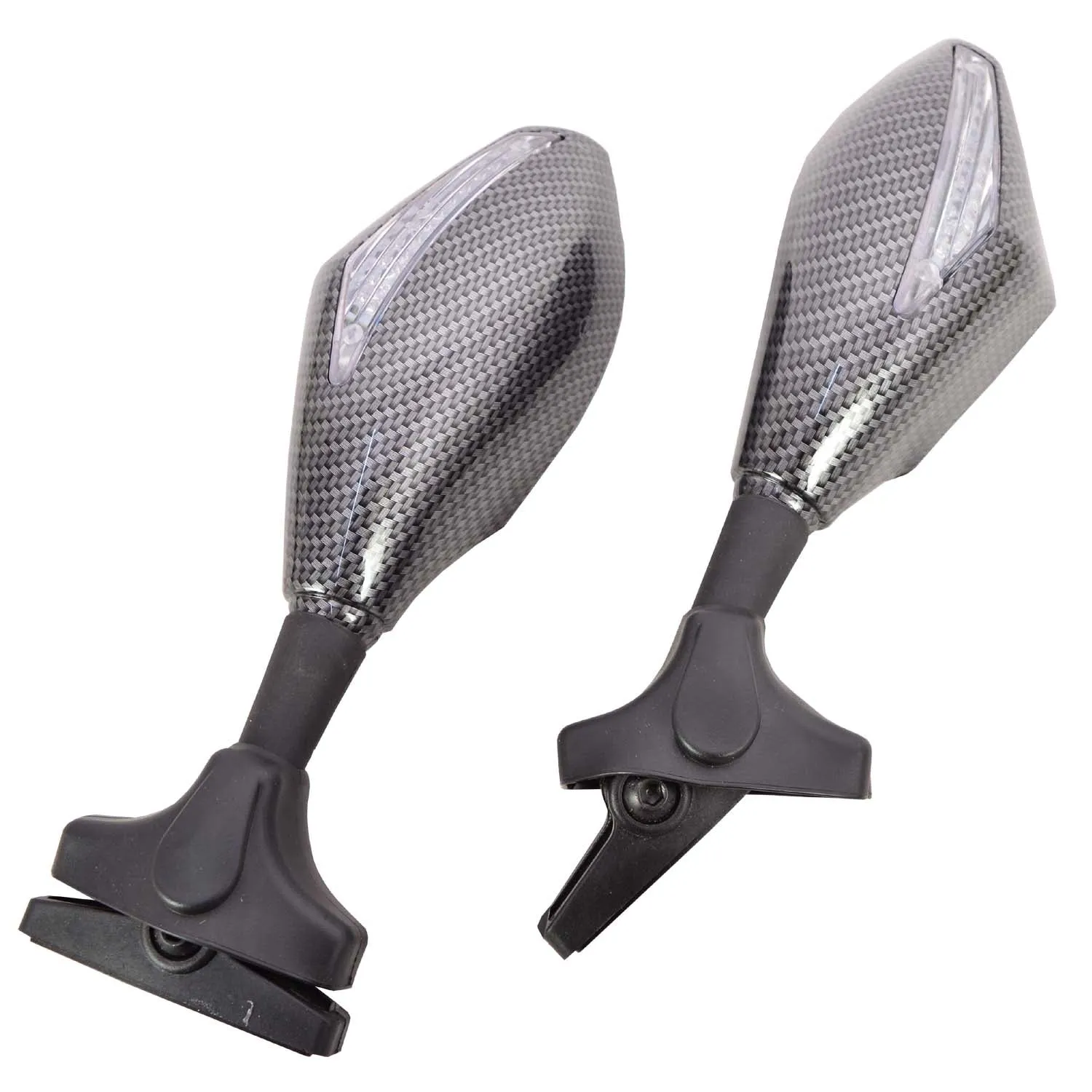 Bike Visor Mirror with Side led Indicator Carbon