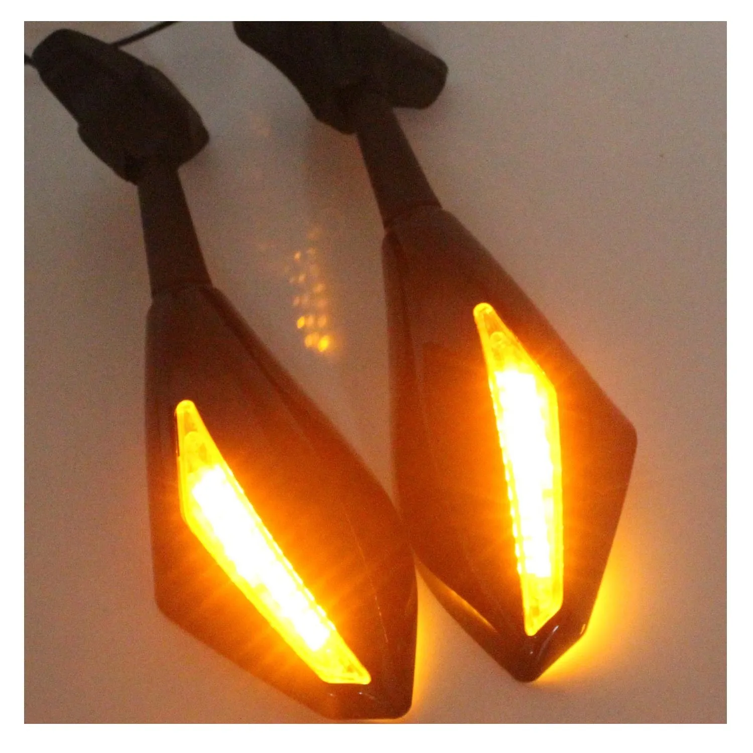 Bike Visor Mirror with Side led Indicator Carbon
