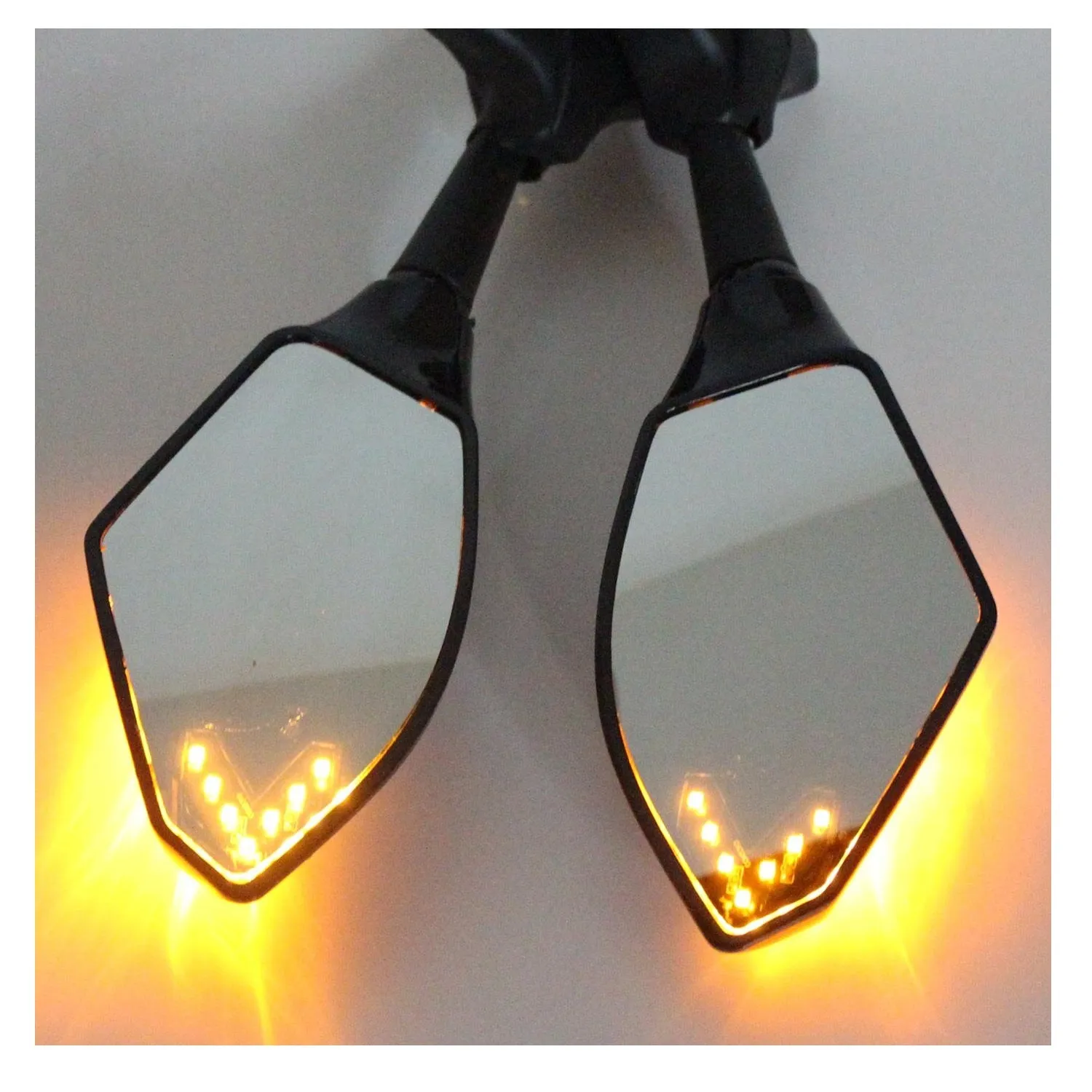 Bike Visor Mirror with Side led Indicator Carbon