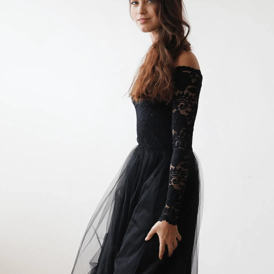 Black Off Shoulder Dress  #1134