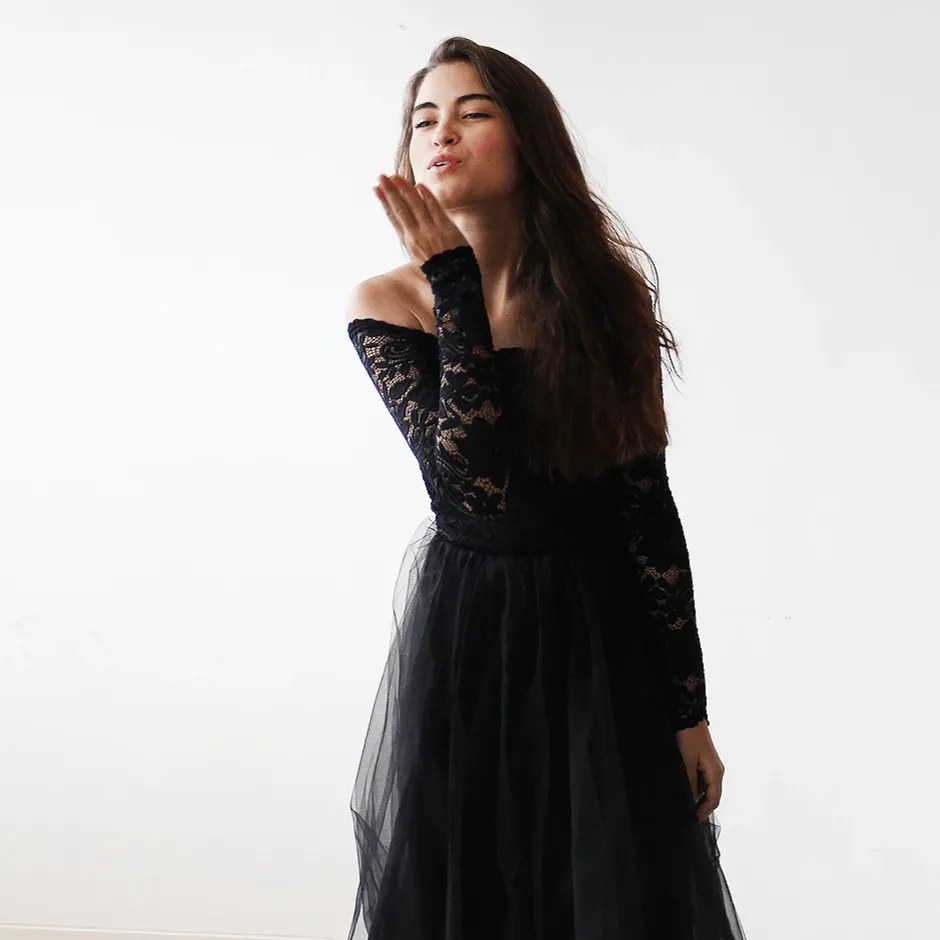Black Off Shoulder Dress  #1134