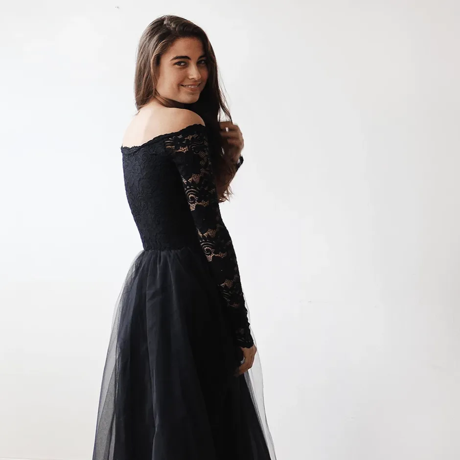 Black Off Shoulder Dress  #1134