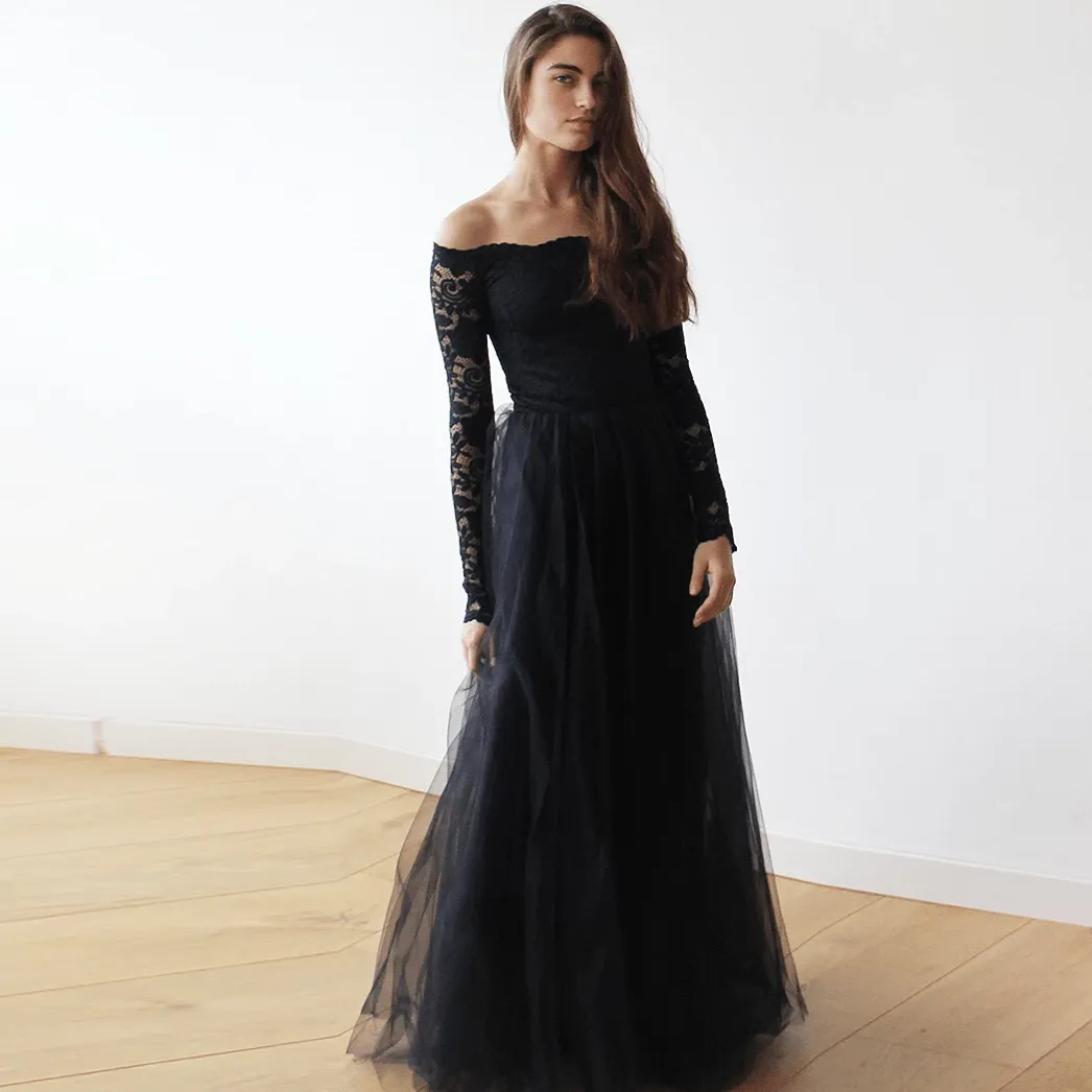 Black Off Shoulder Dress  #1134