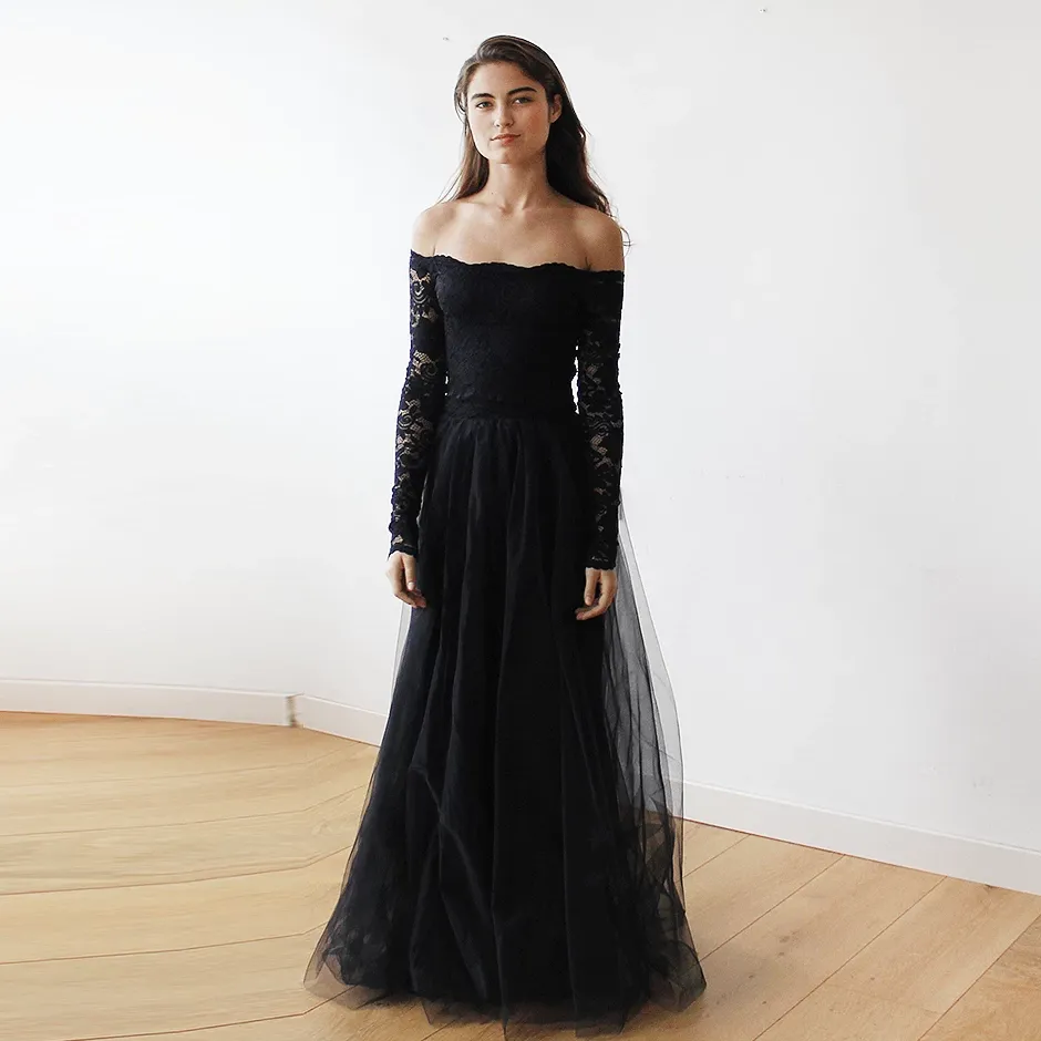 Black Off Shoulder Dress  #1134