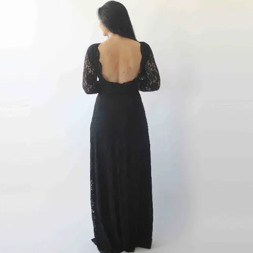 Black Open-Back Dress  #1118