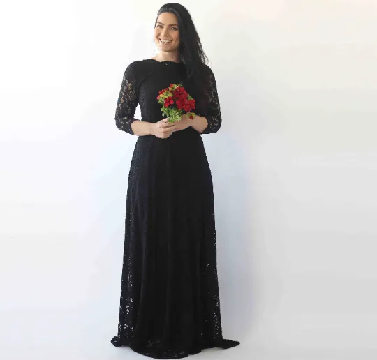 Black Open-Back Dress  #1118