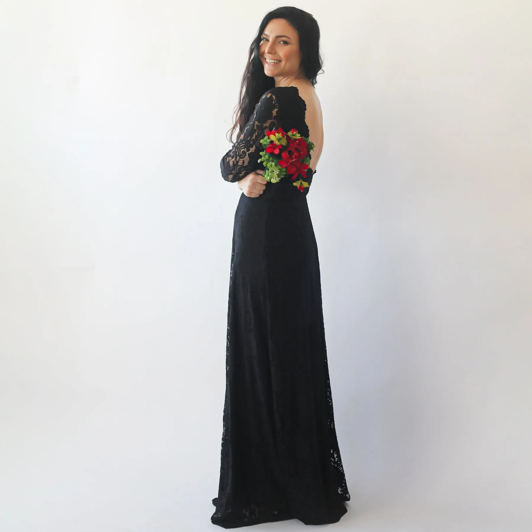 Black Open-Back Dress  #1118