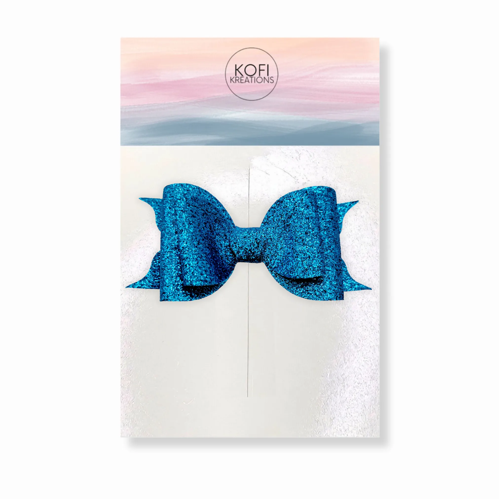 Blue Glitter Hair Bow