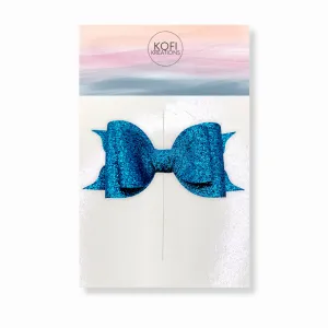 Blue Glitter Hair Bow
