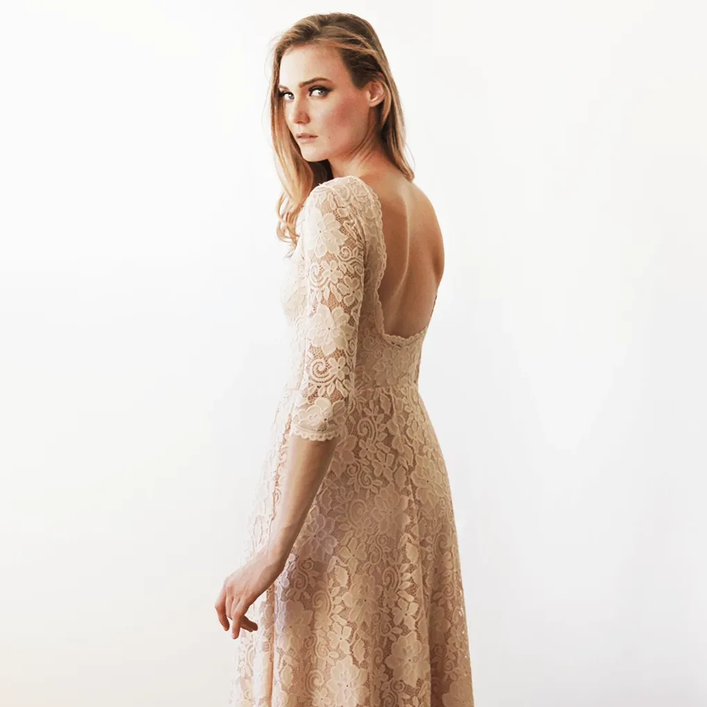 Blush Pink Gown Open Back #1118