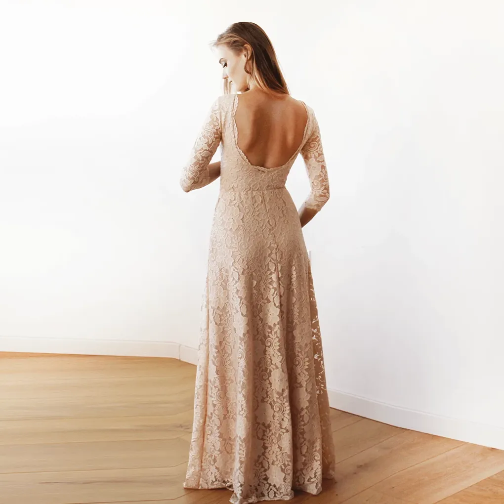 Blush Pink Gown Open Back #1118