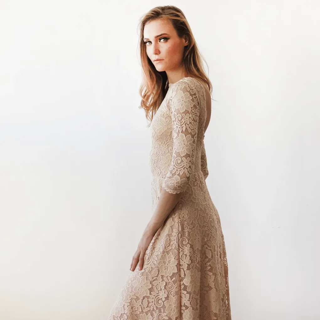 Blush Pink Gown Open Back #1118
