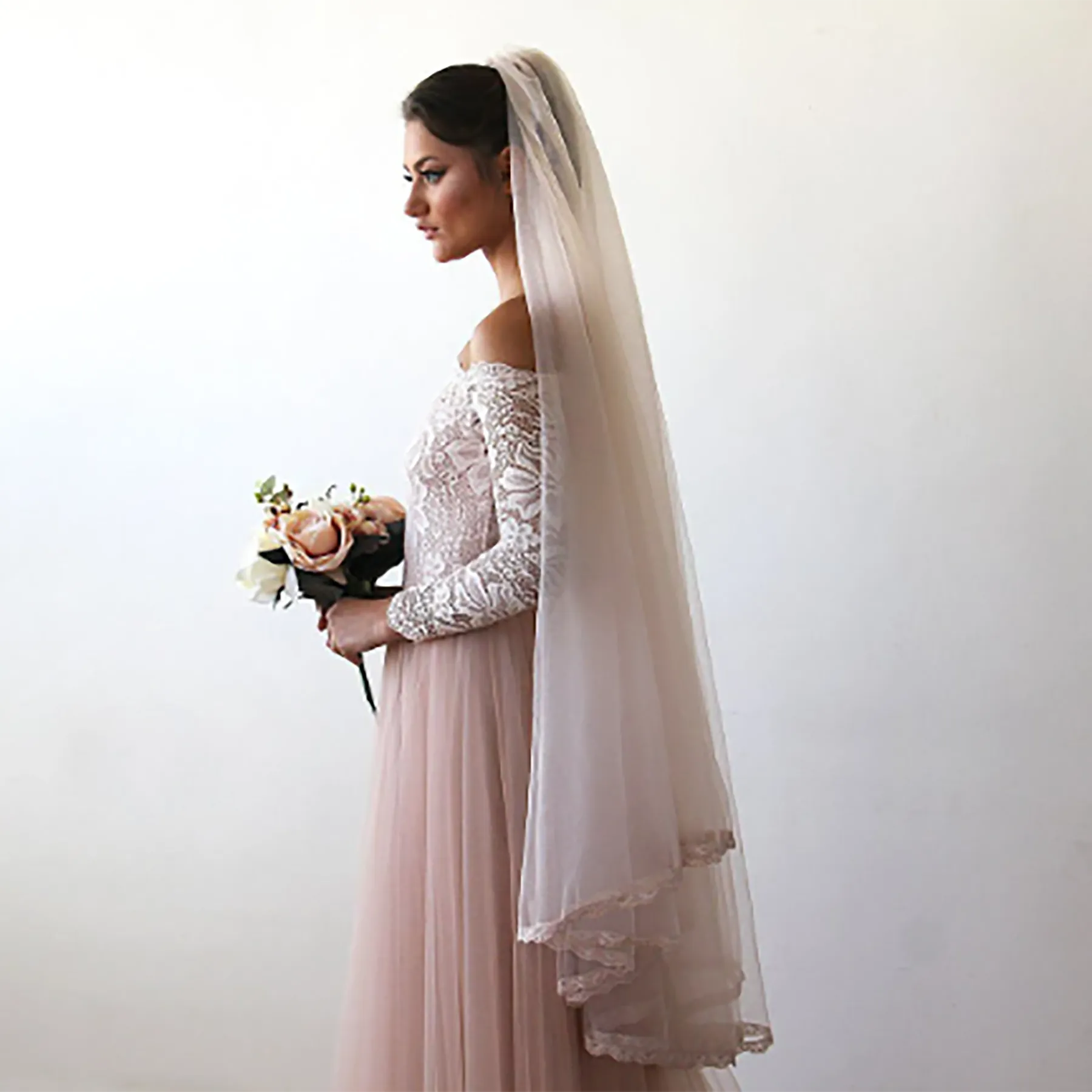 Blush Wedding Veil  #4015