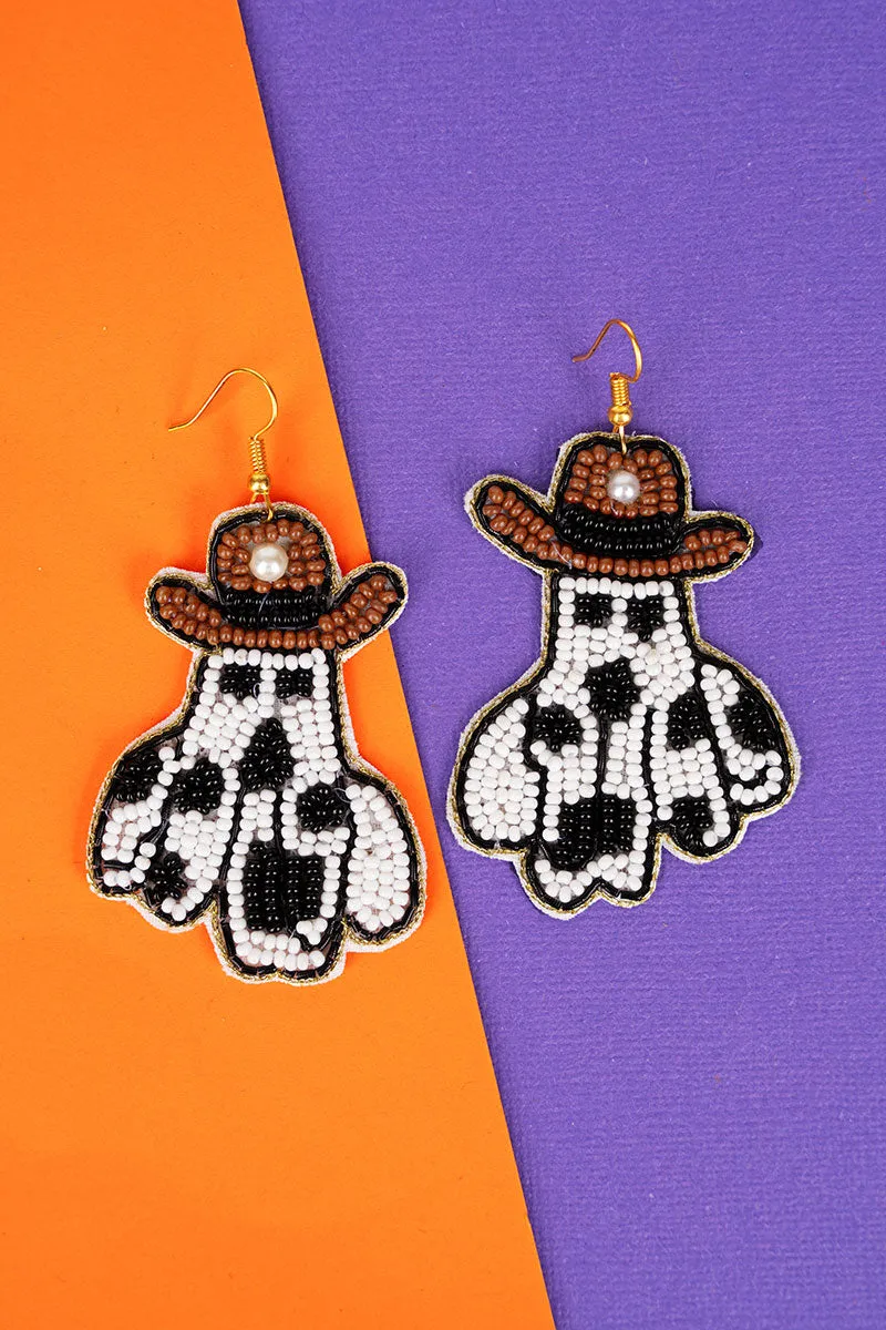 Boo Haw White Seed Bead Earrings