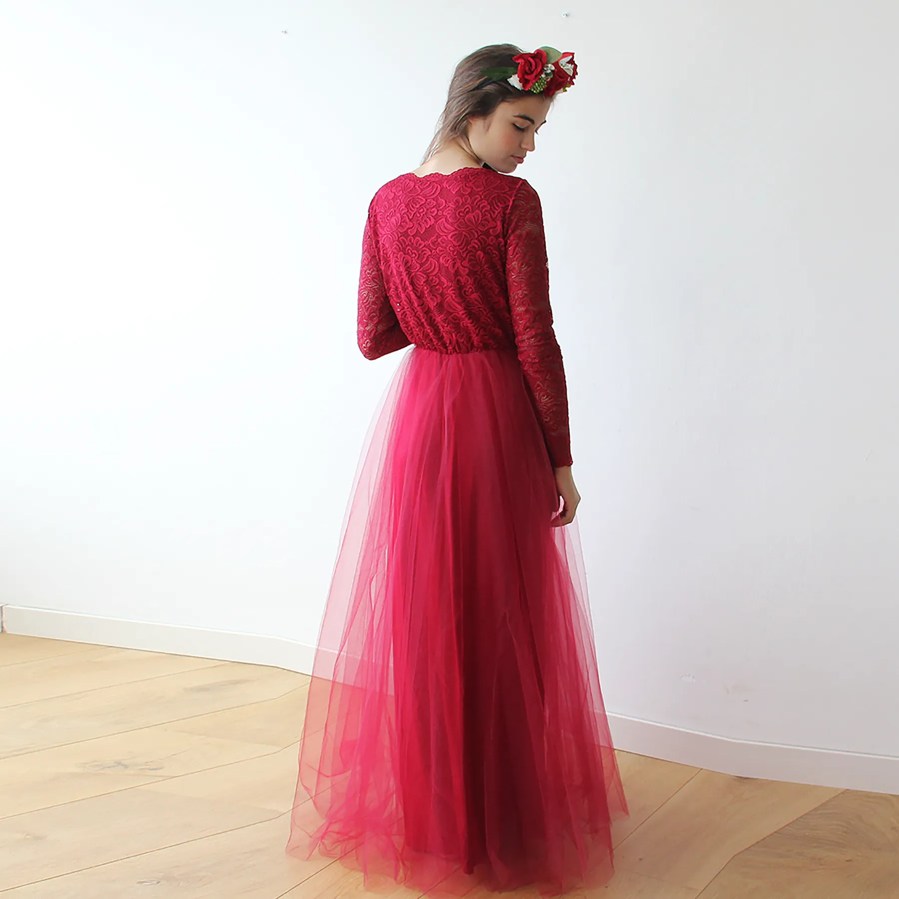Bordeaux Tulle Dress #1125