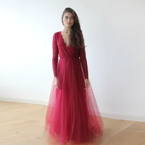 Bordeaux Tulle Dress #1125