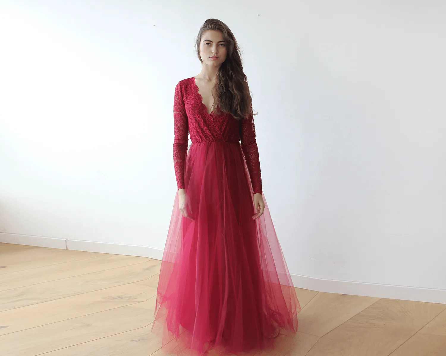 Bordeaux Tulle Dress #1125
