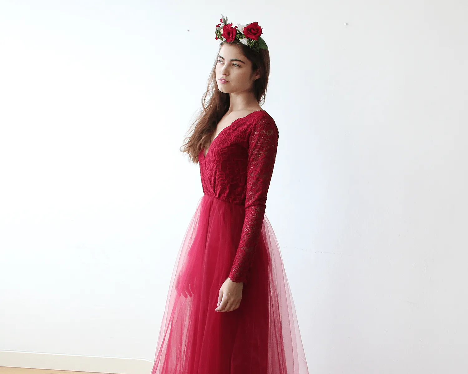 Bordeaux Tulle Dress #1125