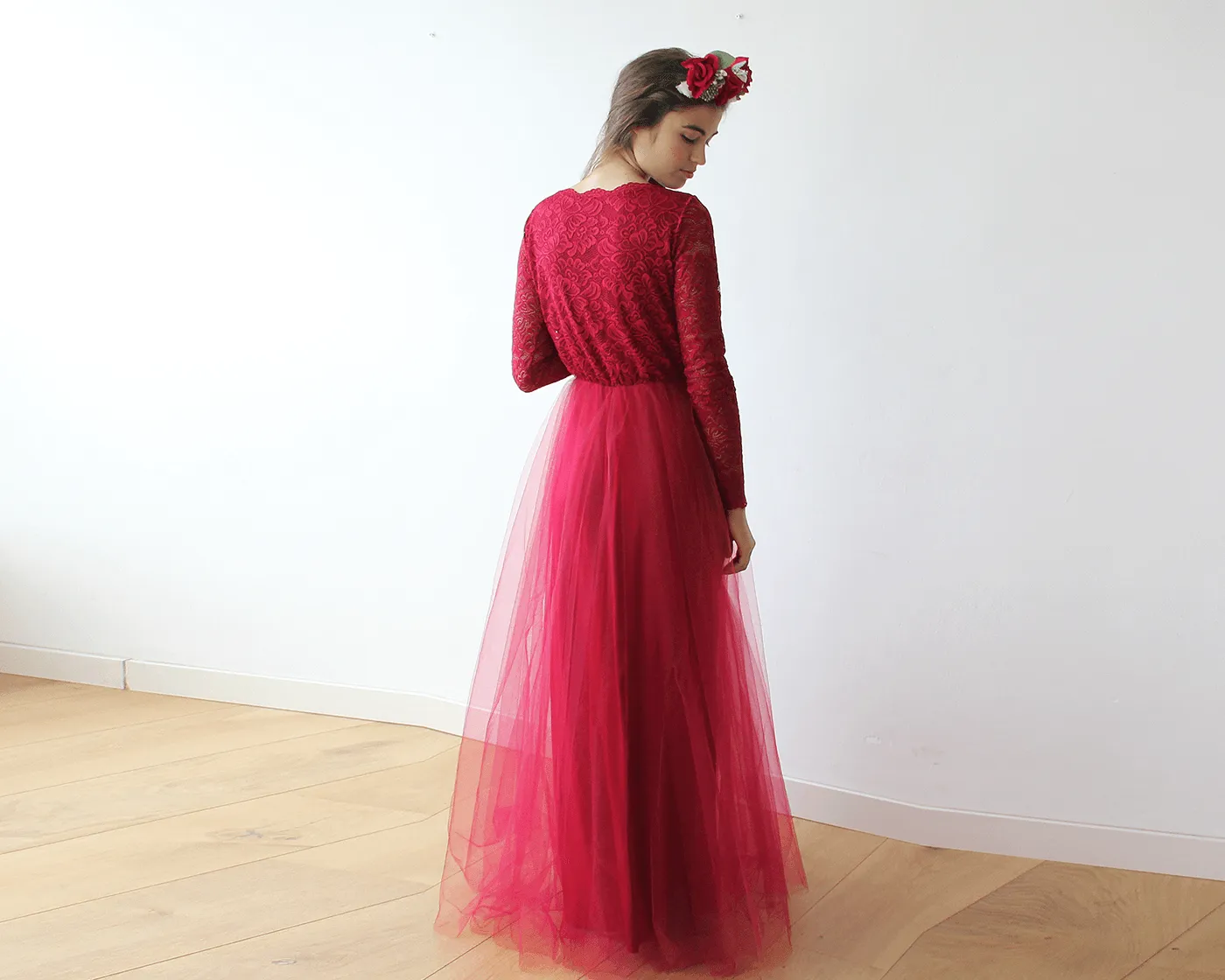 Bordeaux Tulle Dress #1125
