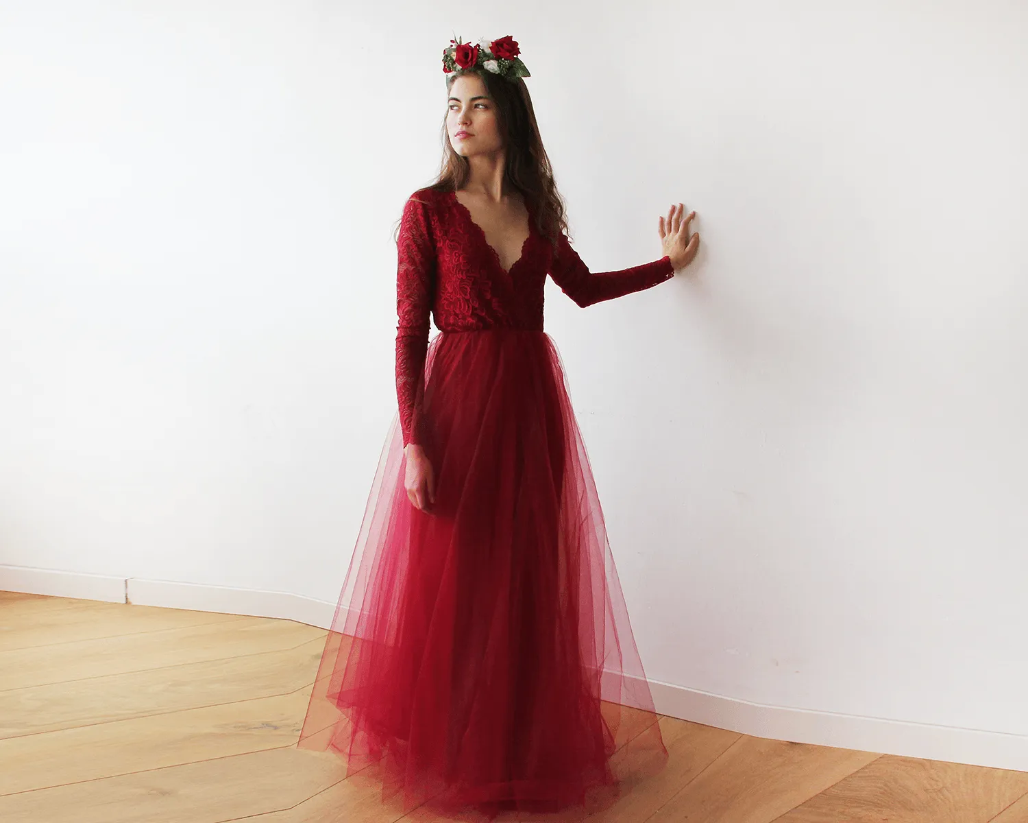 Bordeaux Tulle Dress #1125