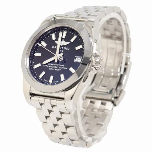 Breitling Galactic Stainless Steel 36mm Black Stick Dial Watch Reference# W7433012/BE08