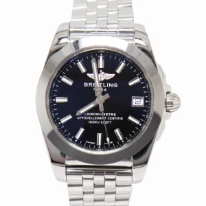 Breitling Galactic Stainless Steel 36mm Black Stick Dial Watch Reference# W7433012/BE08