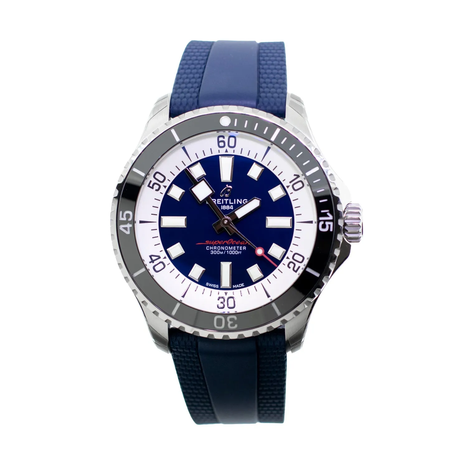 Breitling Superocean 44mm Stainless Steel Blue Index Dial Black Bezel A17376