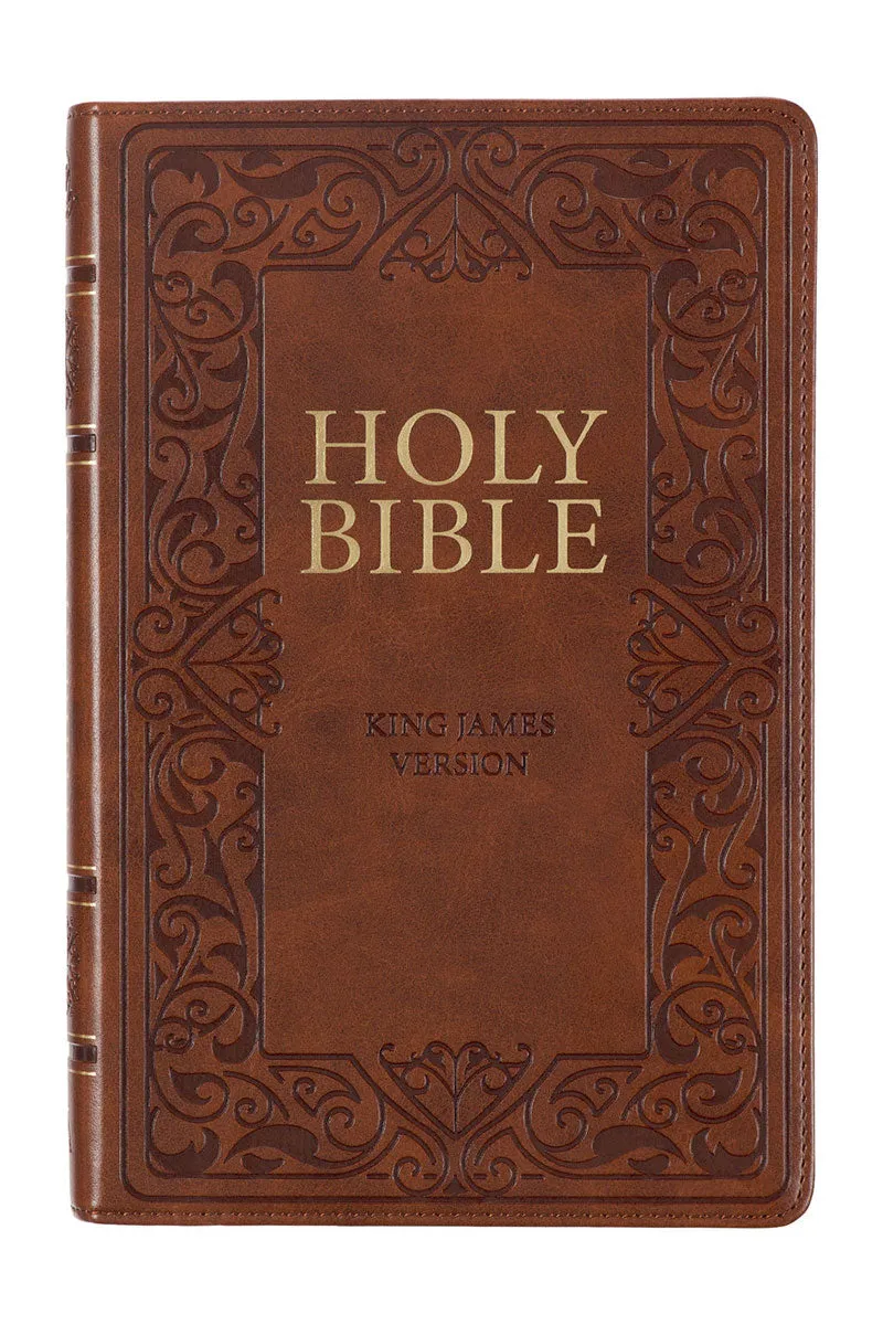 Brown Ornate Faux Leather KJV Deluxe Gift Bible with Thumb Index